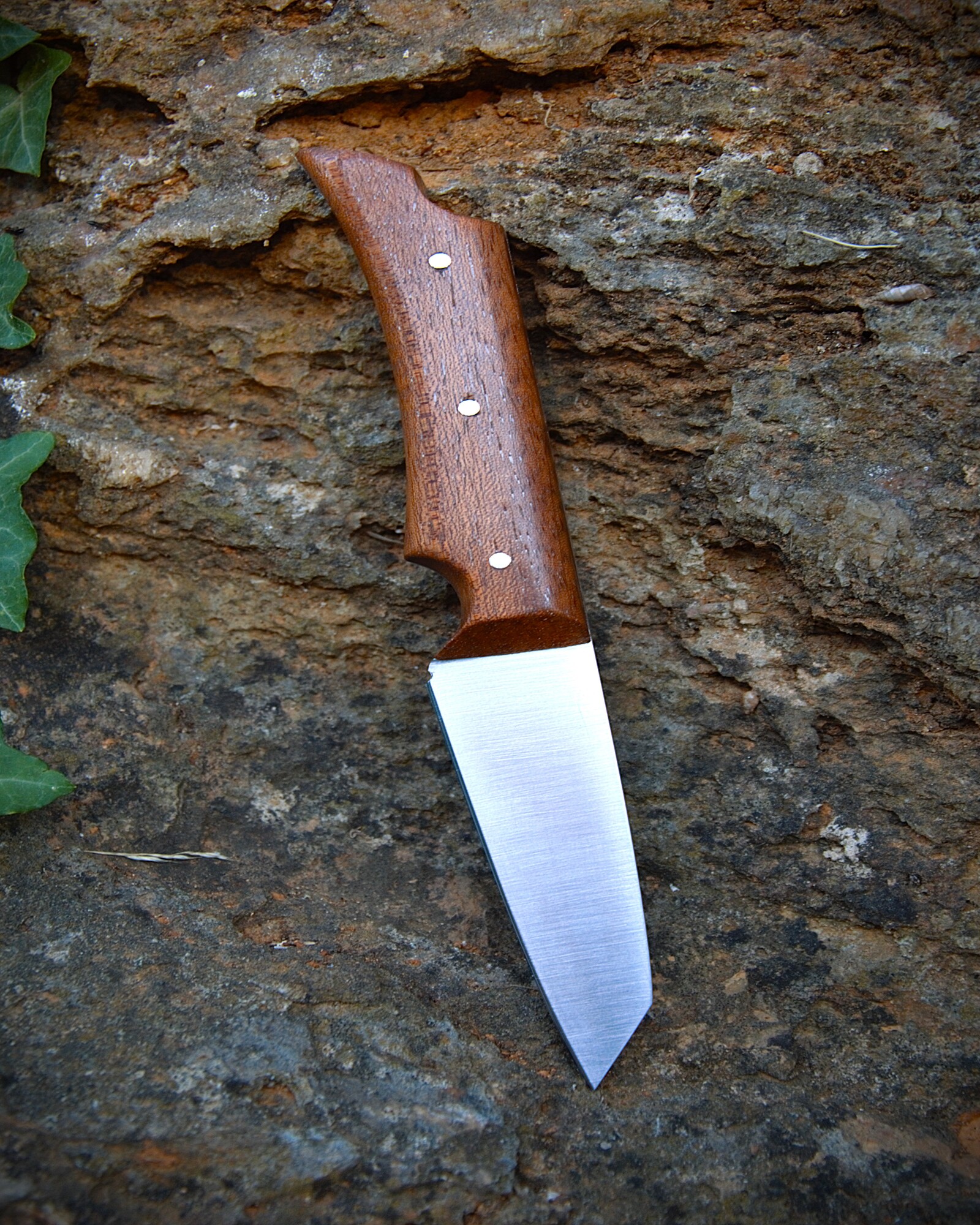 Couteau d'office manche en acajou stabilisé