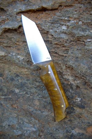 Couteau d'office manche en résine effet doré