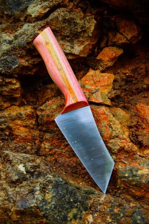 Couteau de cuisine en peuplier ondé teinté stabilisé