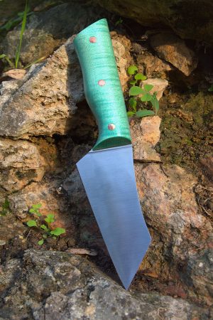 Couteau de cuisine en érable ondé teinté stabilisé