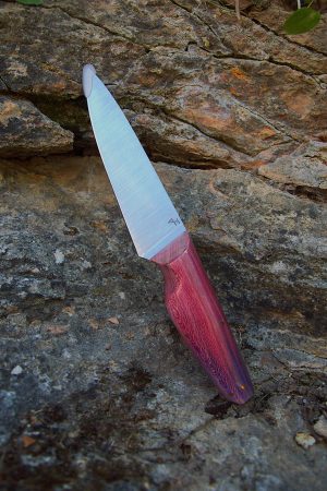 Couteau de cuisine en platane stabilisé